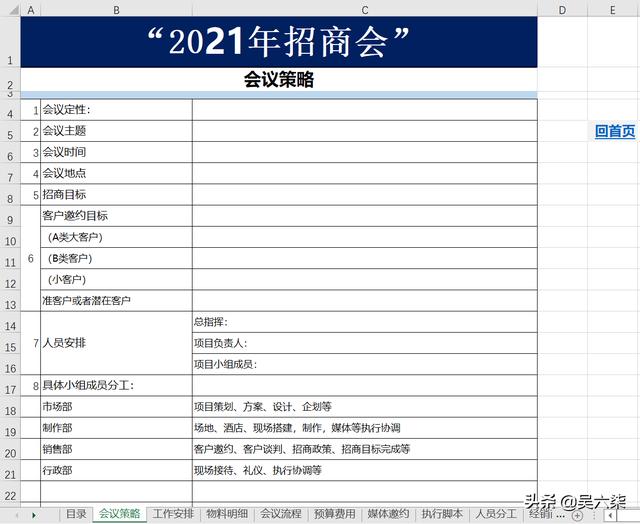 招商會(huì)全套執(zhí)行表格流程和工作進(jìn)度管理，共計(jì)12套表格供大家參考